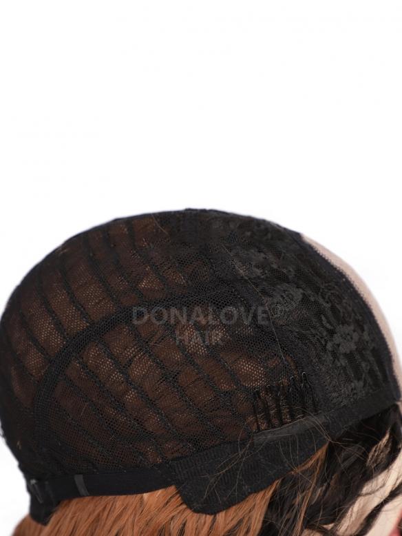 BLACK TO COPPER LONG CURLY MIDDLE PART LACE WIG MPL004