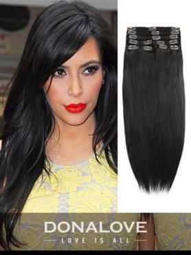 Off Black indian remy clip in hair extensions SD003