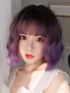 2019 New Purple Ombre Wavy Synthetic Wefted Cap Wig LG004
