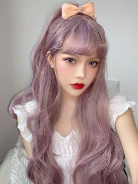 Purple Long Wavy Synthetic Wefted Cap Wig LG709