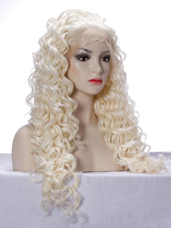 Blonde Waist-Length Curly Synthetic Lace Front Wig-SNY059 - Home ...