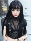 BLACK STRAIGHT WAIST LENGTH SYNTHETIC WEFTED CAP WIG WW024