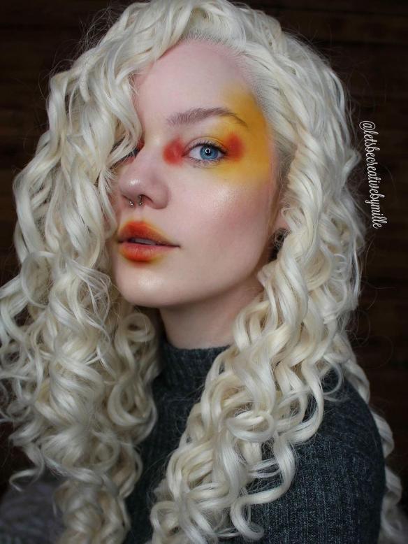 Blonde Waist-Length Curly Synthetic Lace Front Wig-SNY059