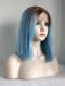 Brown to Light Blue Straight Shoulder Length Synthetic Lace Front Wig SNY124