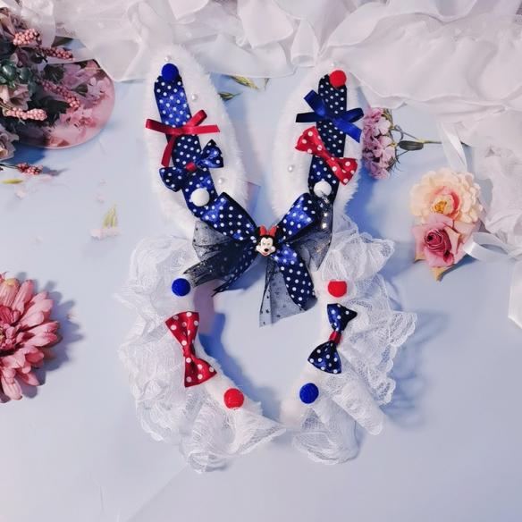 1 PC MINNIE MOUSE BOW LACE LOLITA HAIR BAND LH196