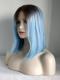 Brown to Light Blue Straight Shoulder Length Synthetic Lace Front Wig SNY124