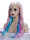 Pastel Colorful Waist-length Straight Synthetic Lace Wig-SNY024