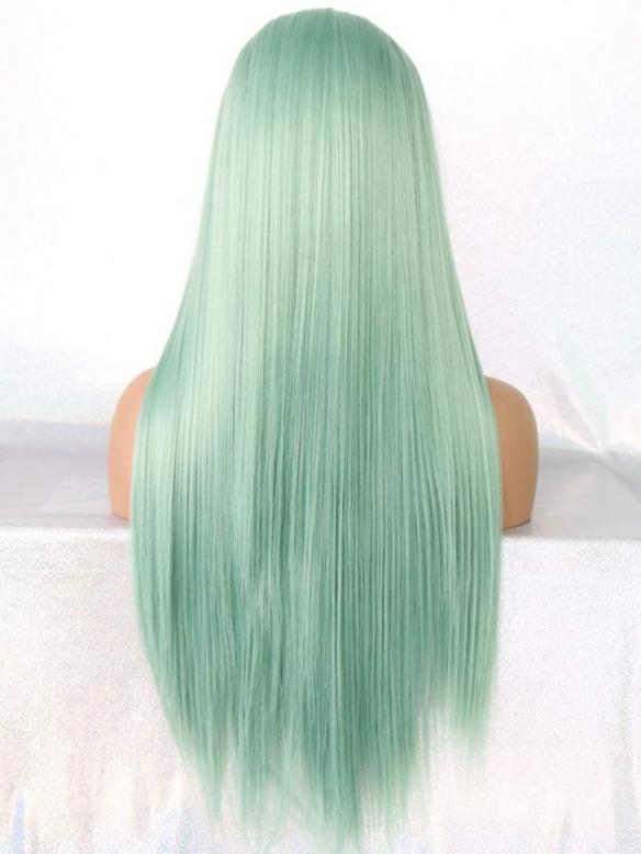 LIGHT GREEN LONG STRAIGHT SYNTHETIC LACE FRONT WIG SNY195