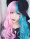 2019 New Lolita Half Pink Half Blue Synthetic Wefted Cap Wig LG019
