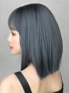 GRAY BLUE SHORT BOB SYNTHETIC WEFTED CAP WIG LG769
