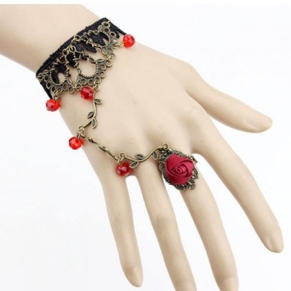 Vintage Crystal Rose Lace Lolita Bracelet LA002