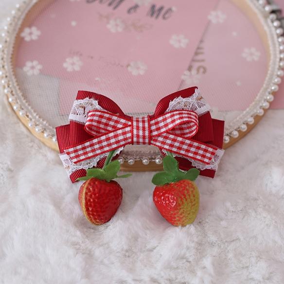 1 PC SWEET STRAWBERRY LACE LOLITA HAIR CLIP LH063