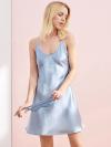 MelliBlossy Women 100% Silk Blue Slip Camisole Nightgown MB006