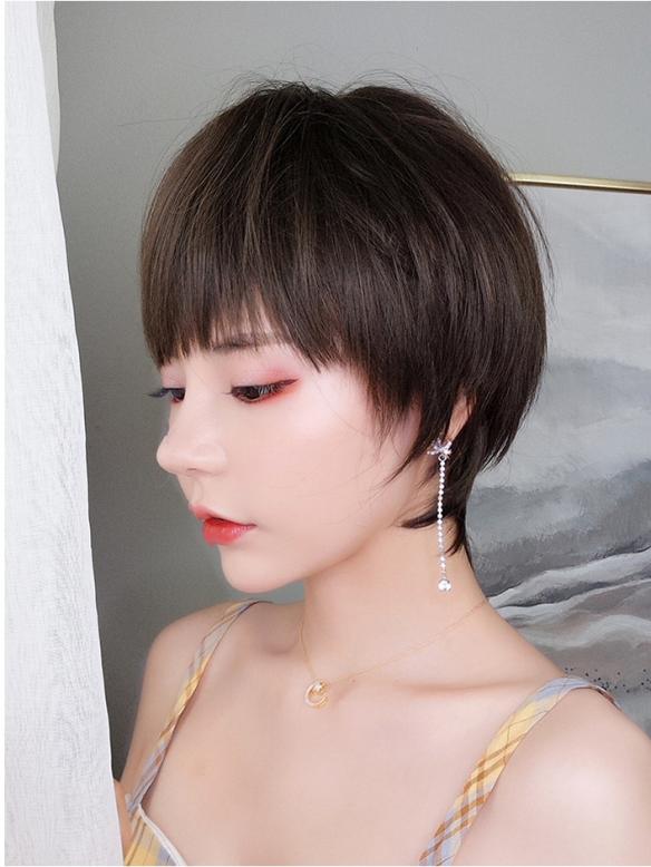 CHIC SHORT BROWN SYNTHETIC WEFTED CAP WIG LG130