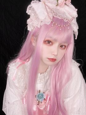 Peach Blossom Long Wavy Lolita Synthetic Wefted Cap Wig LG625