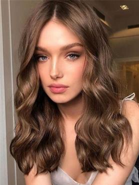 Brown Loose Wavy Human Hair Wig HH084