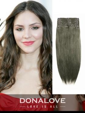Medium Ash Brown indian remy clip in hair extensions SD010