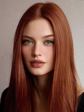 Ginger Long Straight Human Hair Wig HH117