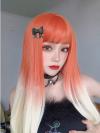 ORANGE TO BLONDE LONG STRAIGHT SYNTHETIC WEFTED CAP WIG LG276