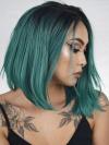 Black to Green Short Bob Lace Front Synthetic Wig SNY087