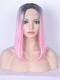 Black to Pink Short Shoulder Length Lace Front Synthetic Wig SNY048