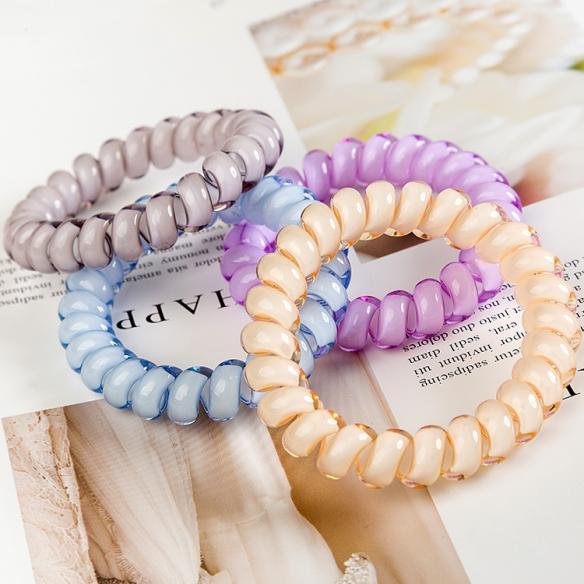 Candy Color Hair Ties-No Crease-Coil Hair Ties - (6 PCS, SMALL) H002